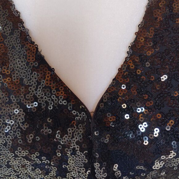 H&M Black Bodysuit with Sequins XS NWT Holiday New Years Cocktail Glam Sparkle - Picture 3 of 10